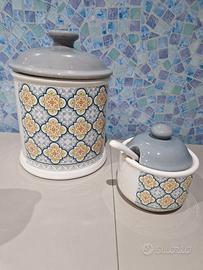 Set biscottiera e zuccheriera ceramica 