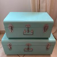 Set di 2 bauli in metallo color tiffany