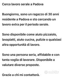 Aiuto pizzaiola addetto alle pulizie aiuto cuoco