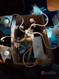 Lampadario Shabby Chic a 5 Luci - Stile Floreale
