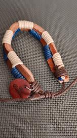 bracciale uomo in cuoio e corda cerata