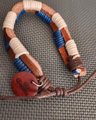 bracciale uomo in cuoio e corda cerata