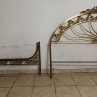 Testiera letto ottone con comodini e abat jour