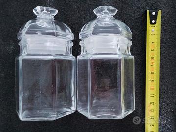 Coppia Barattoli Vintage in Vetro Esagonale 150ml