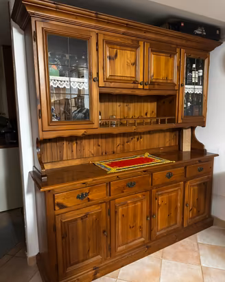 credenza rustica con alzata in pino massello