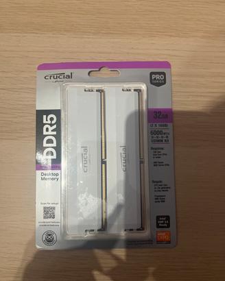 Ram  Crucial DDR 5  2X16 GB (32GB)6000 MHZ (White)