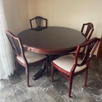 TAVOLO TONDO + 2 PROLUNGHE TAVOLO + 4 SEDIE