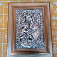 Quadro sacro Madonna con Bambino in rilievo argent