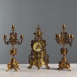 Trittico Orologio in Bronzo Dorato - Fine '800