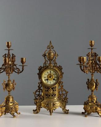 Trittico Orologio in Bronzo Dorato - Fine '800