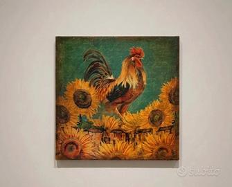 Quadro di gallo e girasoli 