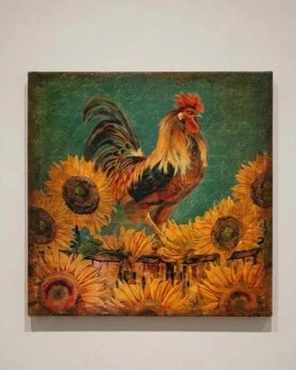 Quadro di gallo e girasoli 