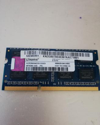 Memoria ram Kingston da 2GB DDR3