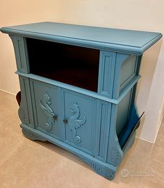 Mobile porta tv in legno color azzurro petrolio