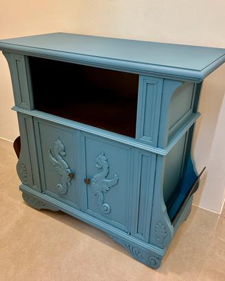 Mobile porta tv in legno color azzurro petrolio