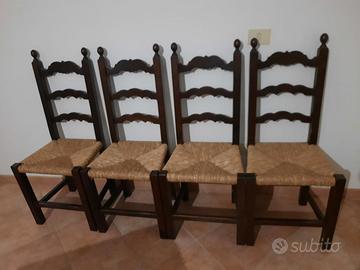 sedie artigianali legno massello seduta in paglia