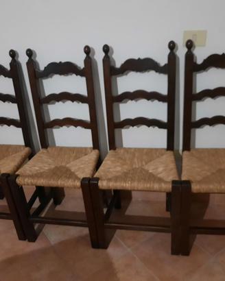 sedie artigianali legno massello seduta in paglia