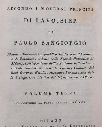 Farmacia Descritta Secondo Principi Lavoisier 1805