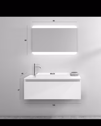 Specchio con fasce led incorporate