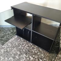 Mobile porta Hi-Fi TV grande, legno e vetro fumè