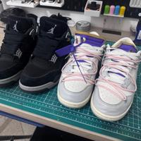 Jordan 4 black canvas e Dunk per off white