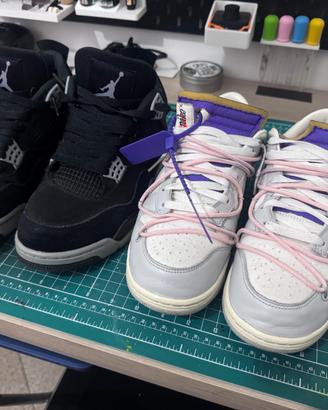 Jordan 4 black canvas e Dunk per off white