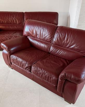 Coppia divani Aloni in vera pelle vintage bordeaux