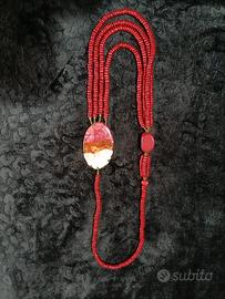 Collana Etnica Multistrato Rossa 