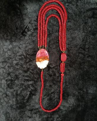 Collana Etnica Multistrato Rossa 