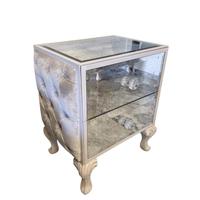comodino in legno  massello  specchiato