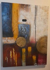Quadro Moderno Astratto 80x60cm oro giallo- 3D
