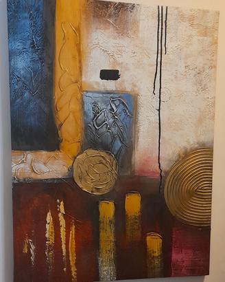 Quadro Moderno Astratto 80x60cm oro giallo- 3D