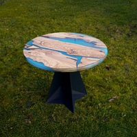 Tavolino Ulivo Massello e Resina Ghiacciata