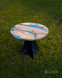 Tavolino Ulivo Massello e Resina Ghiacciata