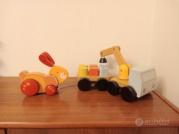 Gioco di legno - Gru con cubi colorati