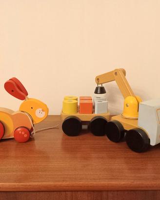 Gioco di legno - Gru con cubi colorati