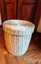 Cesto portabiancheria rotondo in vimini