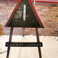 CTI TCI TOURING CARTELLO STRADA LEGNO LAVORI ORIG.