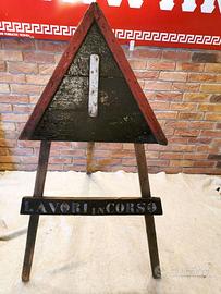 CTI TCI TOURING CARTELLO STRADA LEGNO LAVORI ORIG.