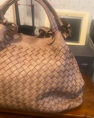 Borsa vera pelle intrecciata