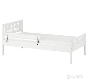 Letto Ikea bianco 70x160 con materasso e 2 sponde