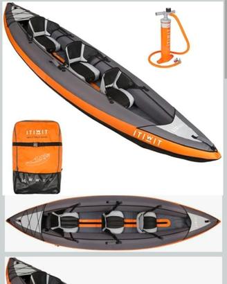 Canoa gonfiabile 3 posti con pompa di gonfiaggio