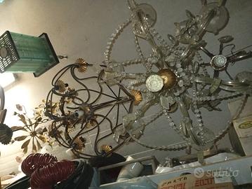 Lampadari ferro battuto e vetro 