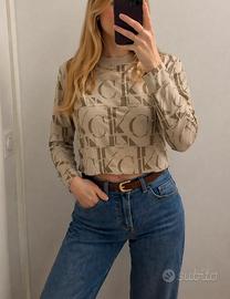 Maglia crop Calvin Klein a maniche lunghe
