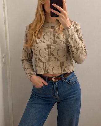 Maglia crop Calvin Klein a maniche lunghe