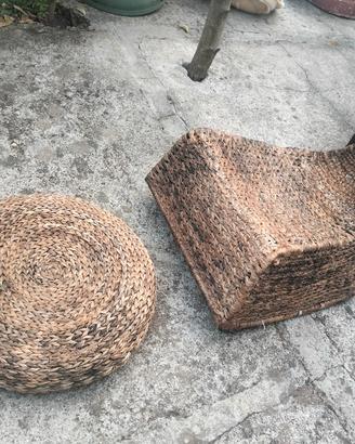 sedia a dondolo impagliata Ikea con poggiapiedi  