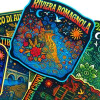 Set di 6 adesivi a tema Rimini 7x8cm