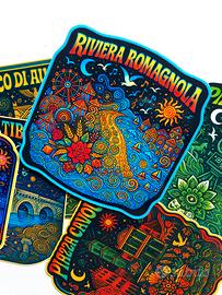 Set di 6 adesivi a tema Rimini 7x8cm