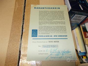 Garanzia epoca moto Hercules Sachs