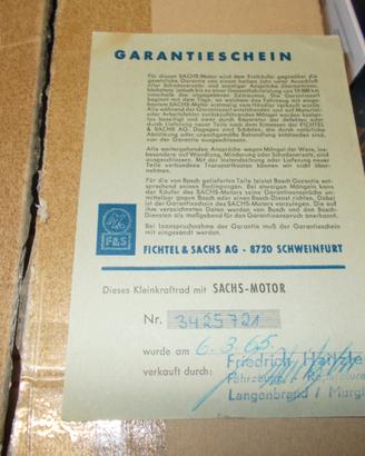 Garanzia epoca moto Hercules Sachs